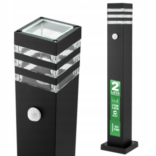 Svetelný stĺp do záhrady - Záhradná lampa 80cm POST E27 s pohybovým senzorom