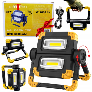 Záhradné halogény - LED stavebná lampa COB batéria 5000 mAh halogén 1600 lm