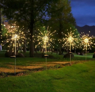 Solárna zapichovacia záhradná lampa - Solárna záhradná lampa 2 kusy Fireworks 120 LED