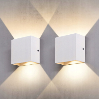Záhradné nástenné svietidlo - Ukladanie nástennej lampy Energa 6W LED zhora nadol WHRATNÉ BIELE LIGHT 2 ks
