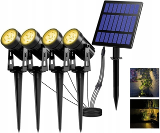 Solárna zapichovacia záhradná lampa - LED solárna lampa 4 ks x3w hladné tepelné svetlo 3000k
