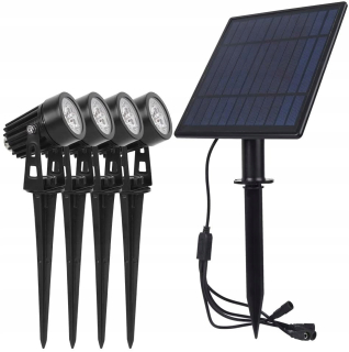 Solárna zapichovacia záhradná lampa - LED solárna lampa 4 ks x3w implikované farebné svetlo 6000k studenie