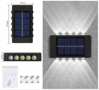 Záhradná fasádna lampa - Solárne nástenné svietidlo, solárny súmrakový senzor, 100W x2