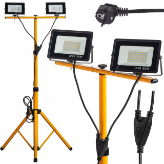 Záhradné halogény - Halogénová dielenská lampa 2xLED 4500LM IP65 + statív