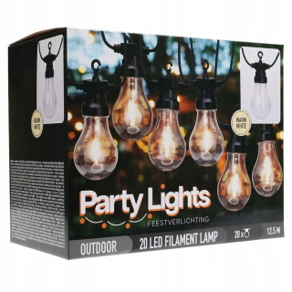 Záhradné girlandy - Žiarovky žiarovky 20 LED párty 12,5 m