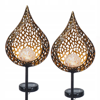 Solárna zapichovacia záhradná lampa - Openwork solárium záhradné lampy riadené LED 2 ks