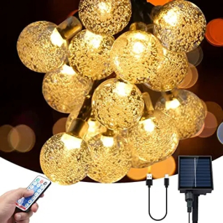 Záhradné girlandy - Ľahké reťazce pre slnečnú energiu, 60 LED záhradné svetlá sú poháňané podľa