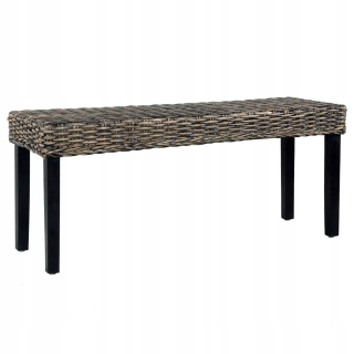 Záhradná lavica, lavička - Lavica, 110 cm, čierna, ratan Kubu a masívne drevo M.