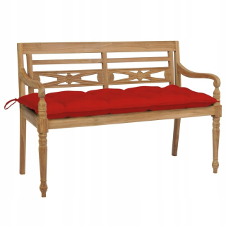 Záhradná lavica, lavička - Batavia Lavička s červeným vankúšom, 120 cm, sólo DR