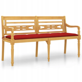 Záhradná lavica, lavička - Batavia Lavička s červeným vankúšom, 150 cm, sólo DR