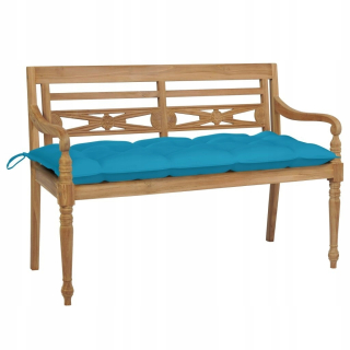 Záhradná lavica, lavička - Batavia lavica so svetlo modrým vankúšom, 120 cm, D