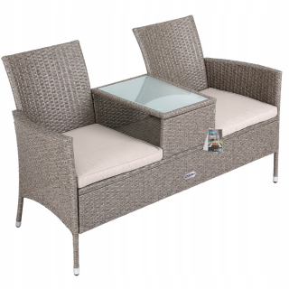 Záhradná lavica, lavička - Rattan Garden Bench Tabuľka 143 x 64 cm