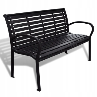 Záhradná lavica, lavička - Záhradná lavica, 125 cm, oceľ a WPC, čierna