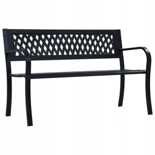 Záhradná lavica, lavička - Čierna záhradná lavica 120 cm oceľ