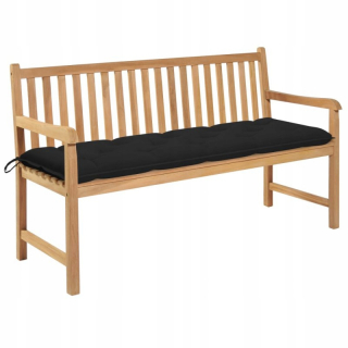 Záhradná lavica, lavička - Záhradná lavica s čiernym vankúšom, 150 cm, pevná látka