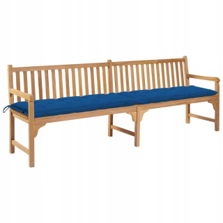 Záhradná lavica, lavička - Záhradná lavica s modrým vankúšom, 240 cm, pevná látka