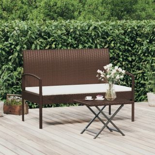 Záhradná lavica, lavička - Záhradná lavica s hnedým vankúšom 105 cm Polirattan