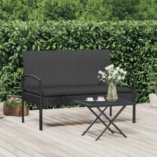 Záhradná lavica, lavička - Záhradná lavica s vankúšom, čierna, 105 cm,