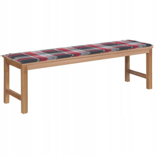 Záhradná lavica, lavička - Záhradná lavica s vankúšom v červenom károvanom vzore, 150 cm