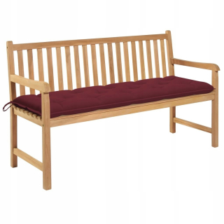 Záhradná lavica, lavička - Lavička s vankúšom červené víno 150 cm teke drevo