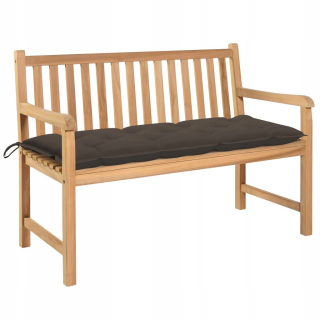 Záhradná lavica, lavička - Lavička s taupe vankúšom 120 cm teke drevo