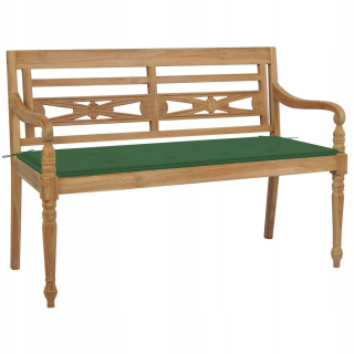 Záhradná lavica, lavička - Lavička so zeleným vankúšom 120 cm teke drevo