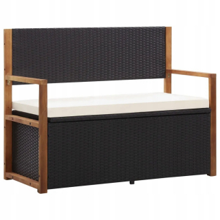 Záhradná lavica, lavička - Lavička so skladom, 110 cm, Rattan PE a AKA Wood