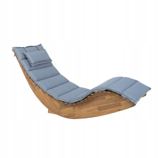 Záhradné lehátko - Drevená záhrada Deckchair s modrým vankúšom