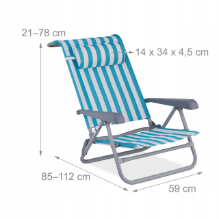 Záhradné lehátko - Relaxdays DeckFire Fold -out s modrou čelnou doskou