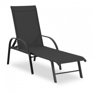Záhradné lehátko - Deckchair - čierny - hliníkový rám Uniprodo 10250499