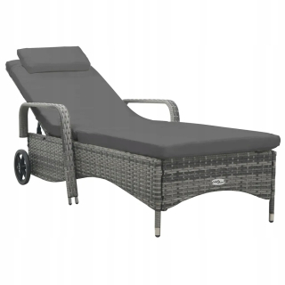 Záhradné lehátko - Garden Deckchair s dáždnikom, polystan, čierny