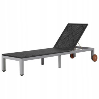 Záhradné lehátko - Garden Deckchair s kolesami, polystan, čierna