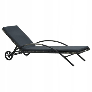 Záhradné lehátko - Vidaxl Deckchair s vankúšom, polystan, čierna