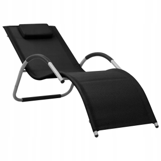 Záhradné lehátko - Deckchair, textilén, čierny a šedý materiál