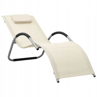 Záhradné lehátko - Deckchair, Textilene, krém-šedý materiál