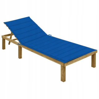 Záhradné lehátko - Deckchair s kobaltovým vankúšom, impregnované drevo