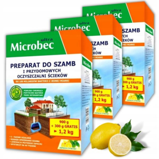 Prostriedok do žumpy, septiku - Mikrobec ultra aktívne septické nádrže a čistiace prostriedky na čistenie odpadových vôd 1,2 kg x3 balenie