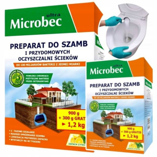 Prostriedok do žumpy, septiku - Mikrobec ultra baktérie septické nádrže 10x viac baktérií 1,2 kg x 2 ks.