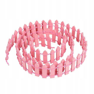 Dekorácia do záhrady - Mini drevený dekoratívny plot Pink 100x3 cm