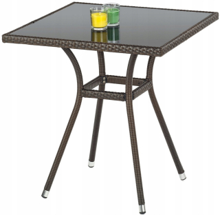 Záhradný stôl, stolík - Mobil Garden Table Glass/Black Ratan Bronz Halmar