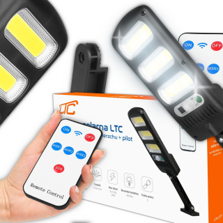 Uličná lampa - VÝKONNÁ SOLARNÁ LAMPA, SENZOR POHYBU SÚMRAK, DIAĽKOVÉ OVLÁDANIE