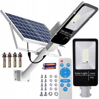Uličná lampa - Silná LED solárna lampa 1200 W ulica s diaľkovým ovládaním