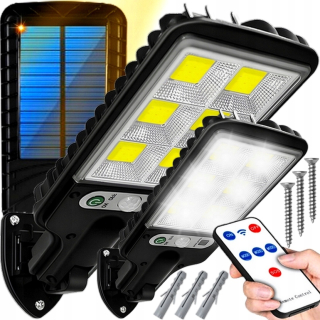 Uličná lampa - Silná solárna lampa so snímačom pohybu a Dusk LED COB 200W + diaľkové ovládanie
