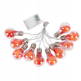 Svetelný stĺp do záhrady - Žiarovky z medeného drôtu javorového listu String Lights, 10 žiaroviek Garland Lights