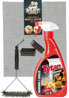 Podložka na gril - Grill Mat Mesh + tekutina Titanium Brush Špongie
