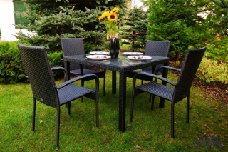 Záhradný nábytok Eccellene Table+4 Čierne stoličky