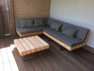 Záhradná lavica, lavička - Záhradný nábytok roh pre terasu pre záhradu 230x230