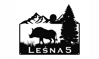 Doska kovovej adresy ul. Leśna 50 cm diviakov