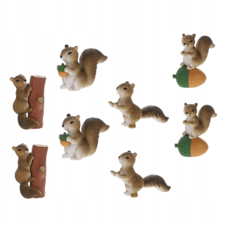 Miniatúry dekorácie veveričky auto 8 ks