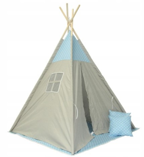 Stan pre deti - Stan pre deti tipi teepee wigwam šedá -label